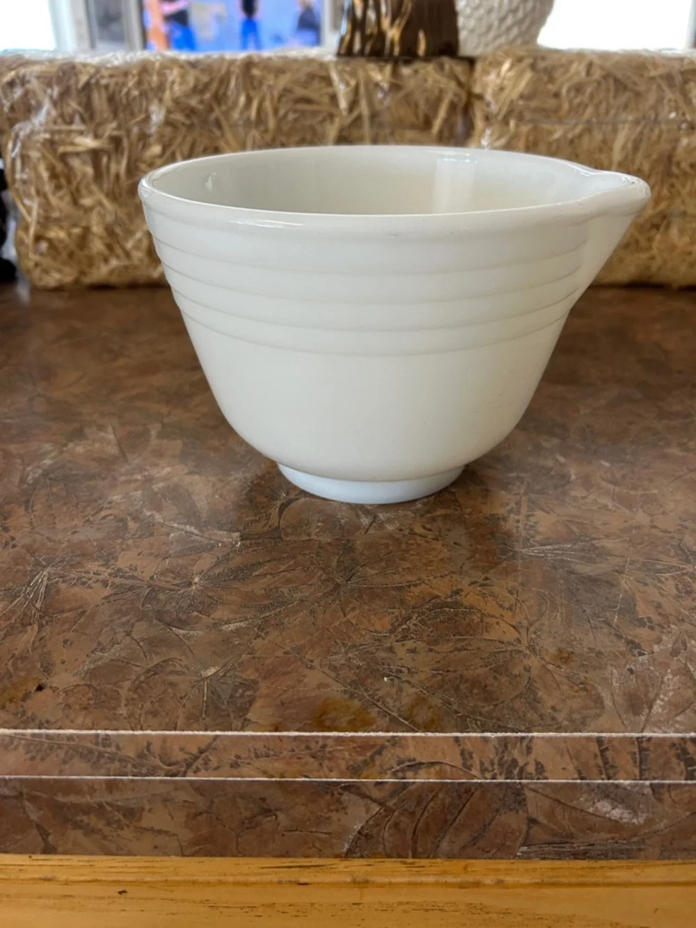 PYREX Vintage Hamilton Beach Milk Glass Mixing Bowl With Spout USA Made